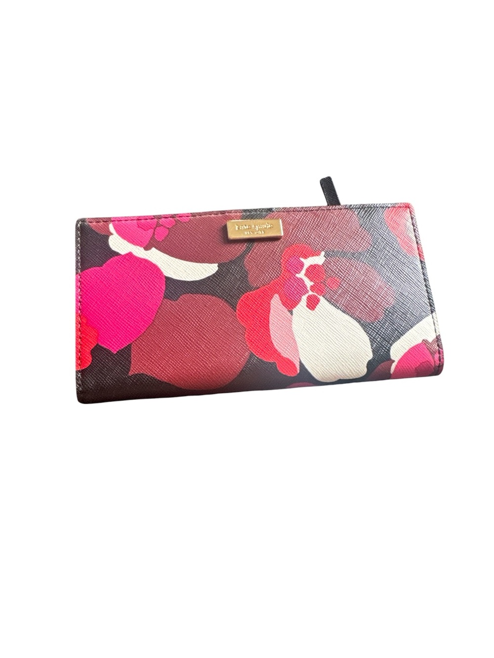 kate spade Floral Saffiano Zip Wallet in Hot Pink, Red & Brown